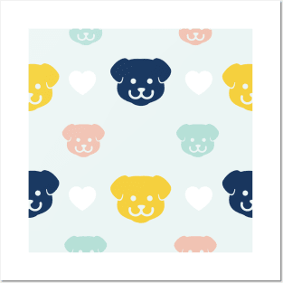 Colorful Puppy Dog Pattern Posters and Art